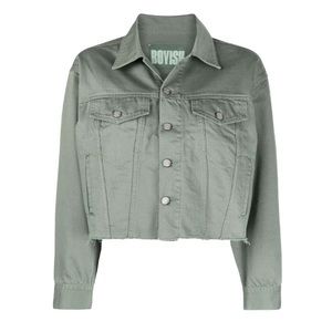 Boyish Jeans The Harvey Denim Green Raw Hem Jacket Size Medium.